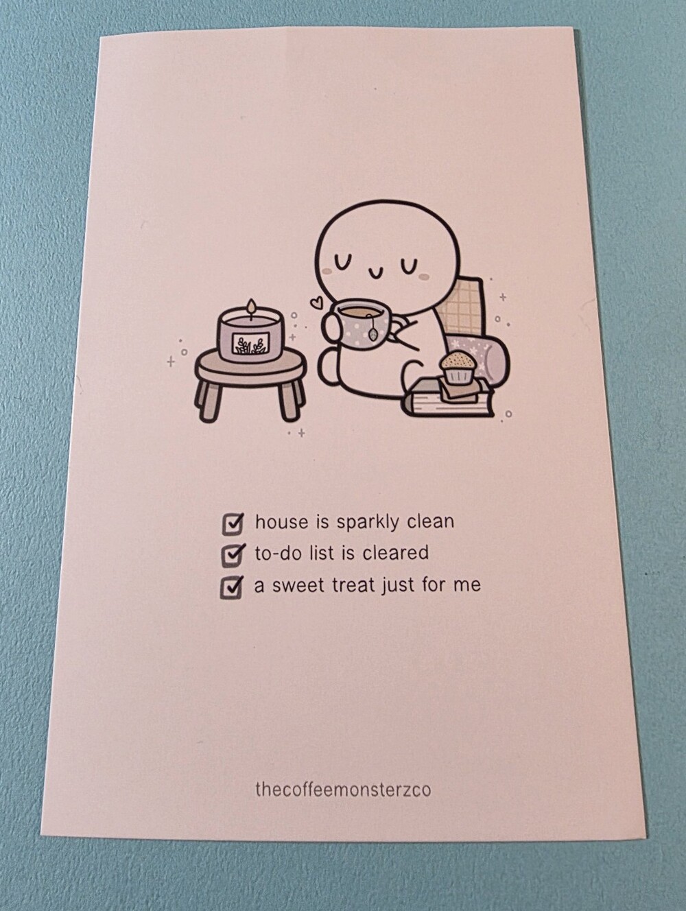 Cute Coffee Monster Print - Pink Illustration